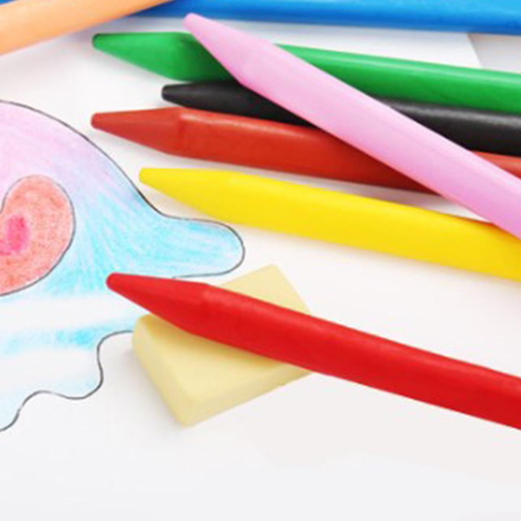 24 Stück Plastik-Buntstifte Sortierte Farben Auswischbar Stark Dreieckige Form Farbstifte zum Malen Zeichnen