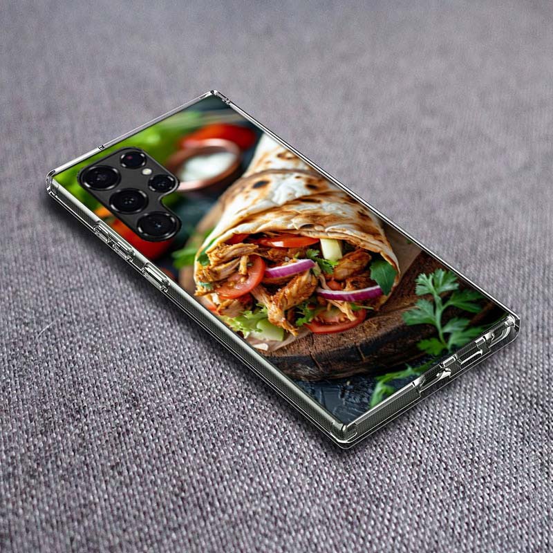 Cheese Crispy Chicken Beef Packaging Phone Case For Samsung Galaxy S24 S23 S21 S20 FE S22 S26 Ultra S25 Edge S10 Plus Cover Clea