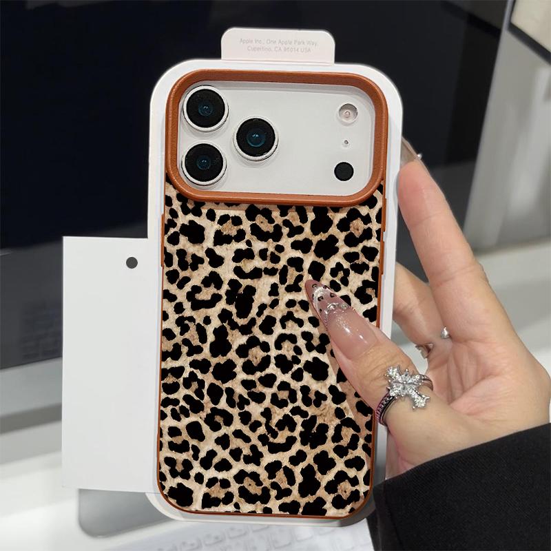 Leopard Patterned Phone Case For iPhone 17e 17 Pro Max 16 15 14 13 Pro Max 16e 11 Shockproof Soft TPU Leather Texture Back Cover