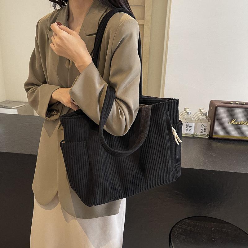 Women's Autumn 2025 Versatile Large Capacity Corduroy Shoulder Bag - Fashionable Commute & Casual Use