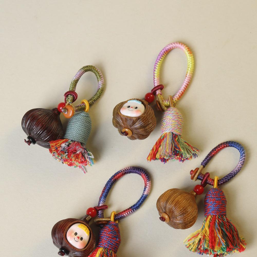 Sandalwood Cute Cartoon Chestnut Garlic Pendant Phone Strap Keychain