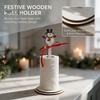 Decoración de Cocina Festiva Portarrollos de Papel de Cocina Navideño de Madera, Dispensador de Rollo 2D con Muñeco de Nieve, Estante Decorativo para Servilletas con Diseños de Papá Noel, Soporte para Comedor