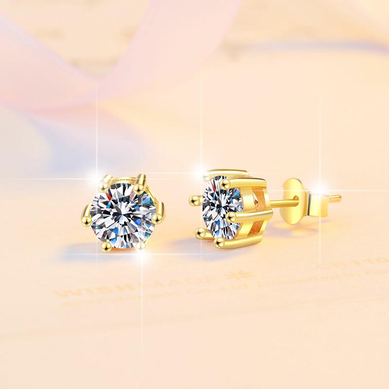 5-9MM Moissanite Earring 925 Silver Plated with White Gold Stud Earrings For Women Jewelry