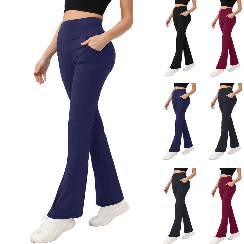 Women's Casual Slim-Fit High-Waisted Pants -Color Yoga Pants With Pockets