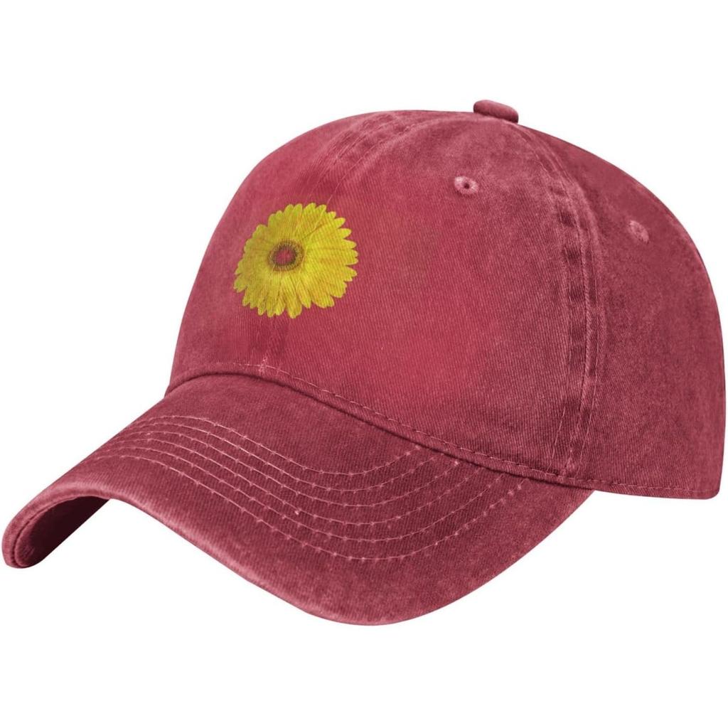 Yellow Daisy Flower Washed Baseball Cap Soft Cotton Adjustable Golf Hat Unisex