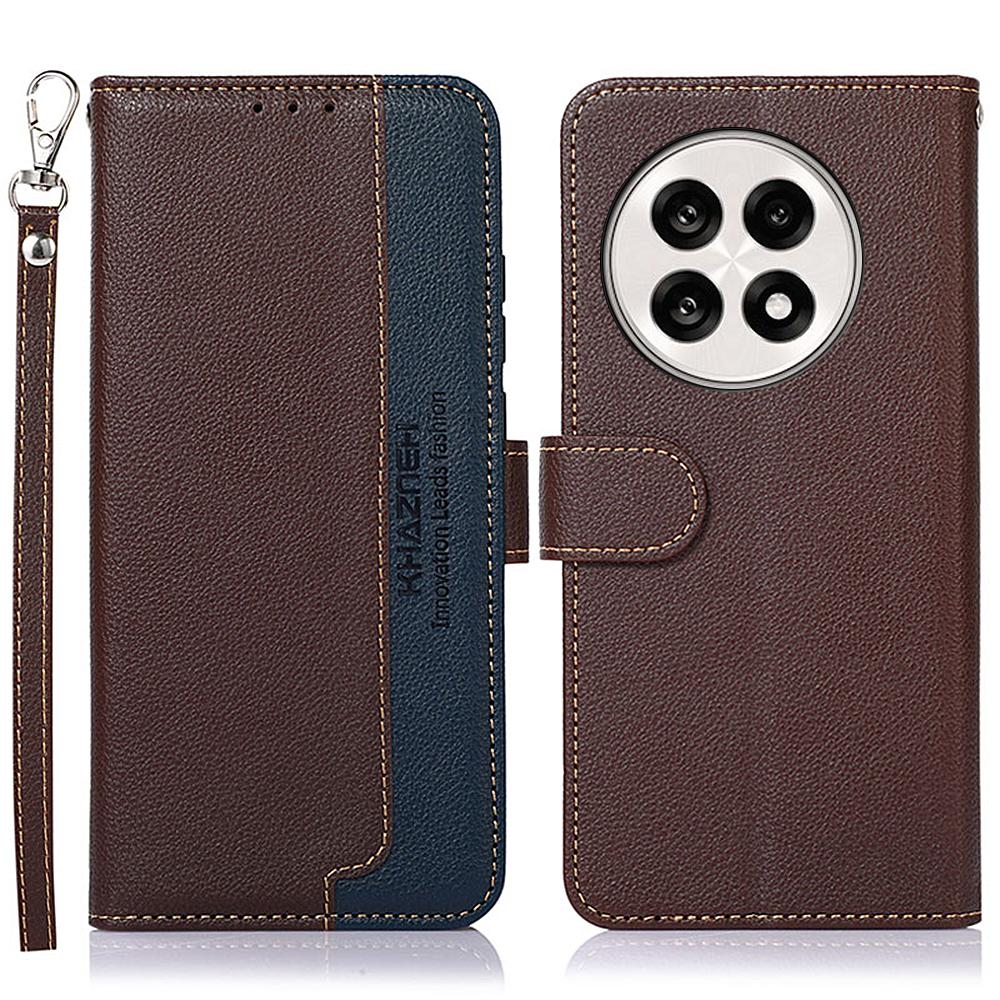 

KHAZNEH Phone Case For OnePlus 13R 5G/Ace 5 5G/Ace 5 Pro 5G RFID Blocking Wallet PU Leather Cover Brown