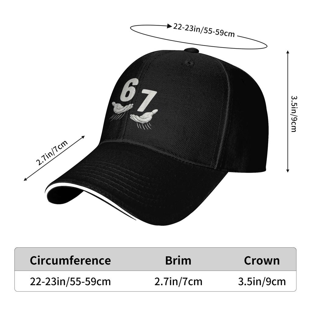 Six Seven 67 6 7 67 6-7 Meme Hands Funny Baseball Cap Tennis Skate Adjustable Trucker Hat Unisex Casual Design Baseball Caps
