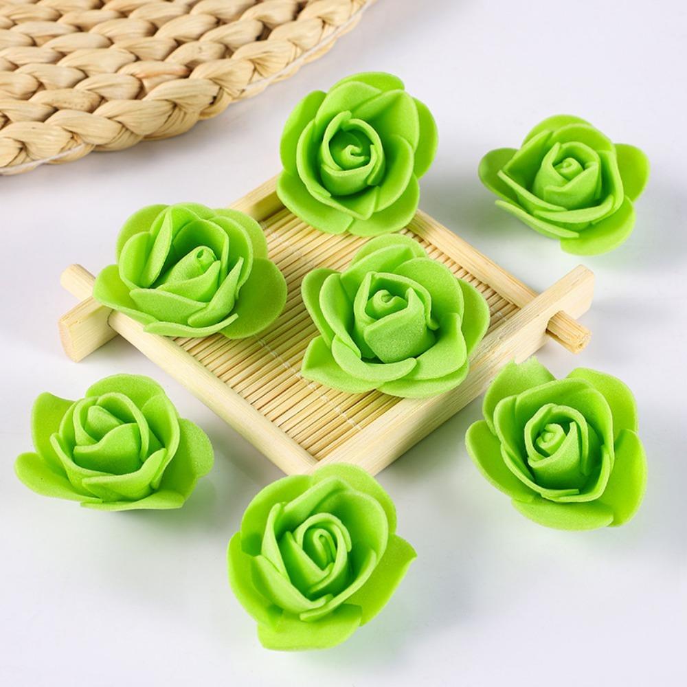 100/200Pcs Artificial Rose Flowers Heads 4cm Foam Fake Flowers For Home Room Decor Outdoor Garden Party Bride Wedding Decoration
