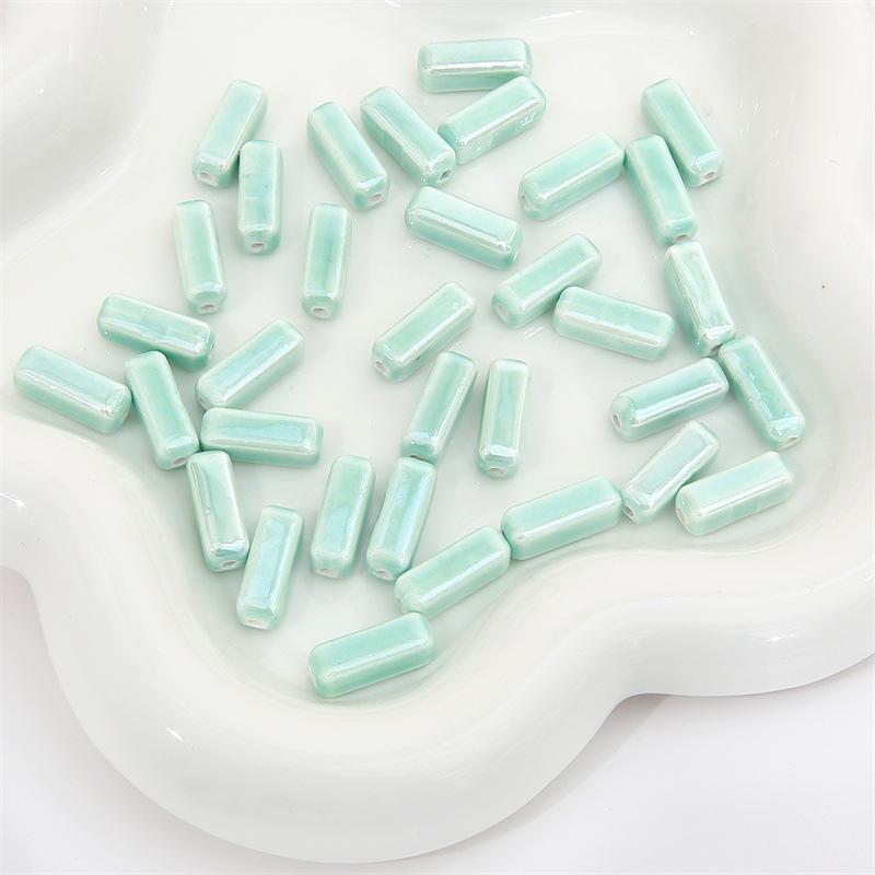 

5pcs 6x15mm Handmade Loose Bead Ceramic Porcelain Rectangular Cubic Beads Charm for Earring Bracelet Necklace DIY Jewelry Making 6x15mm(5pcs)