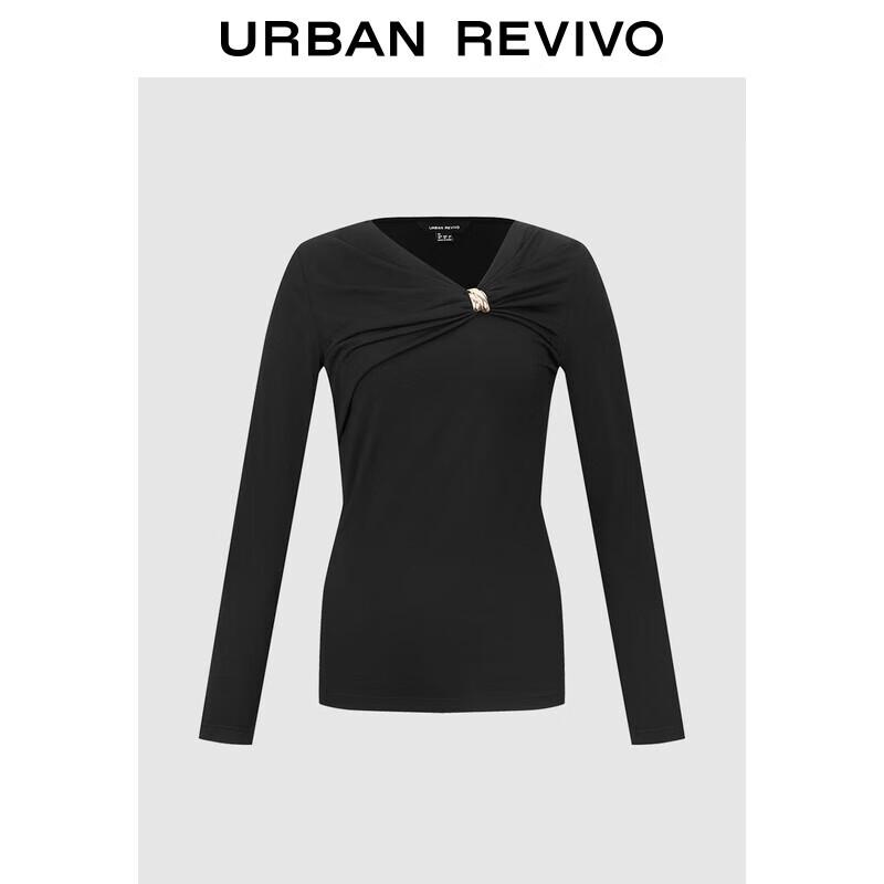 UR Women s Autumn Metal Buckle Twist Long Sleeve T-Shirt M