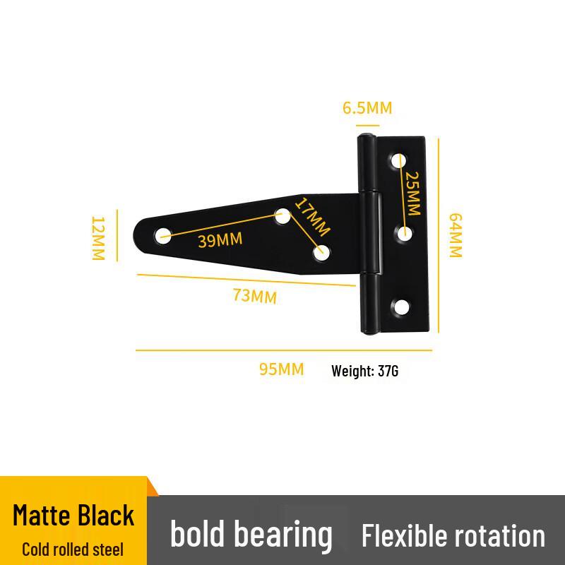 Shengbai 6-inch Black T-Strap Barn Door Hinge 8-Pack