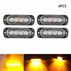 4PCS 4LED Amber Grille Light Lightbar Truck Van Off-road Car Urgent Light Fog Light Lamp 12-24V Super Bright Anti-collision