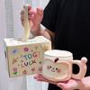 Cute Apple Ceramic Mug with Lid Spoon Men and Women High Looking Couples Office and Household Drinking Water Birthday Gift