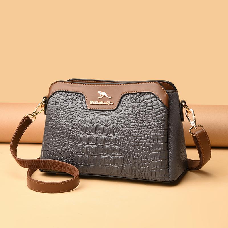Geantă de umăr din piele de crocodil pentru femei, geantă mică de tip messenger