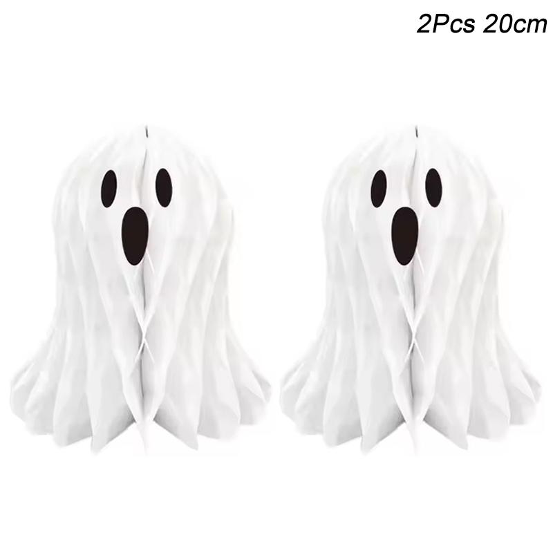 

2pcs Halloween Hanging Honeycomb White Ghost 3D Paper Lantern Ornament for Halloween Party Home Indoor Outdoor Yard Decoration