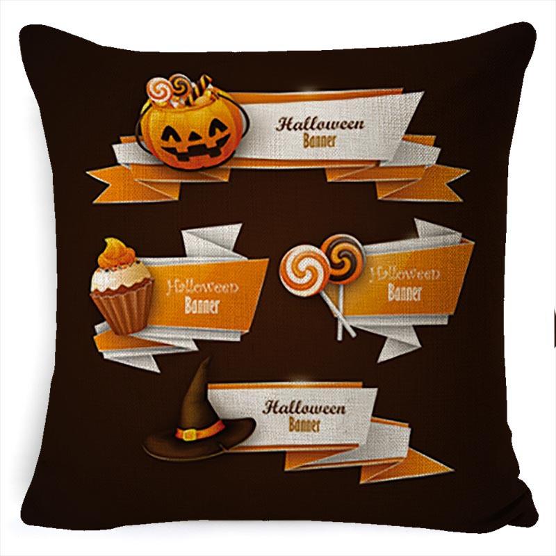 Halloween Pumpkin Horror Series Linen Pillow Cover Car Cushion Pillow