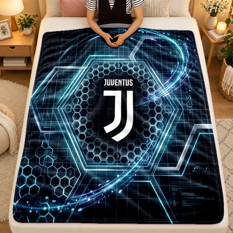 Flannel BlanketJuventus FC Warm Soft Throw Blanket for Indoor Sofa Bed Living Room Use