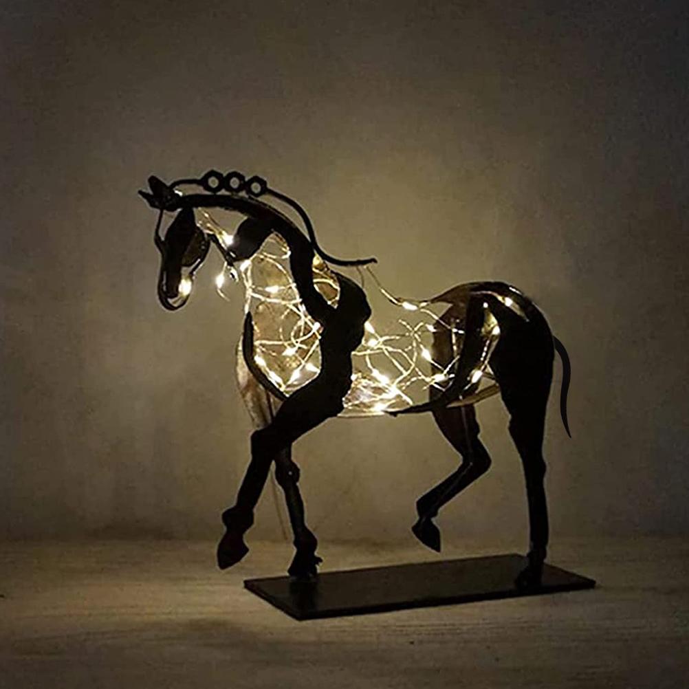 Horse Sculpture Metal Ornament Abstract Modern Realistic Art Crafts Home Office Decor Figurine