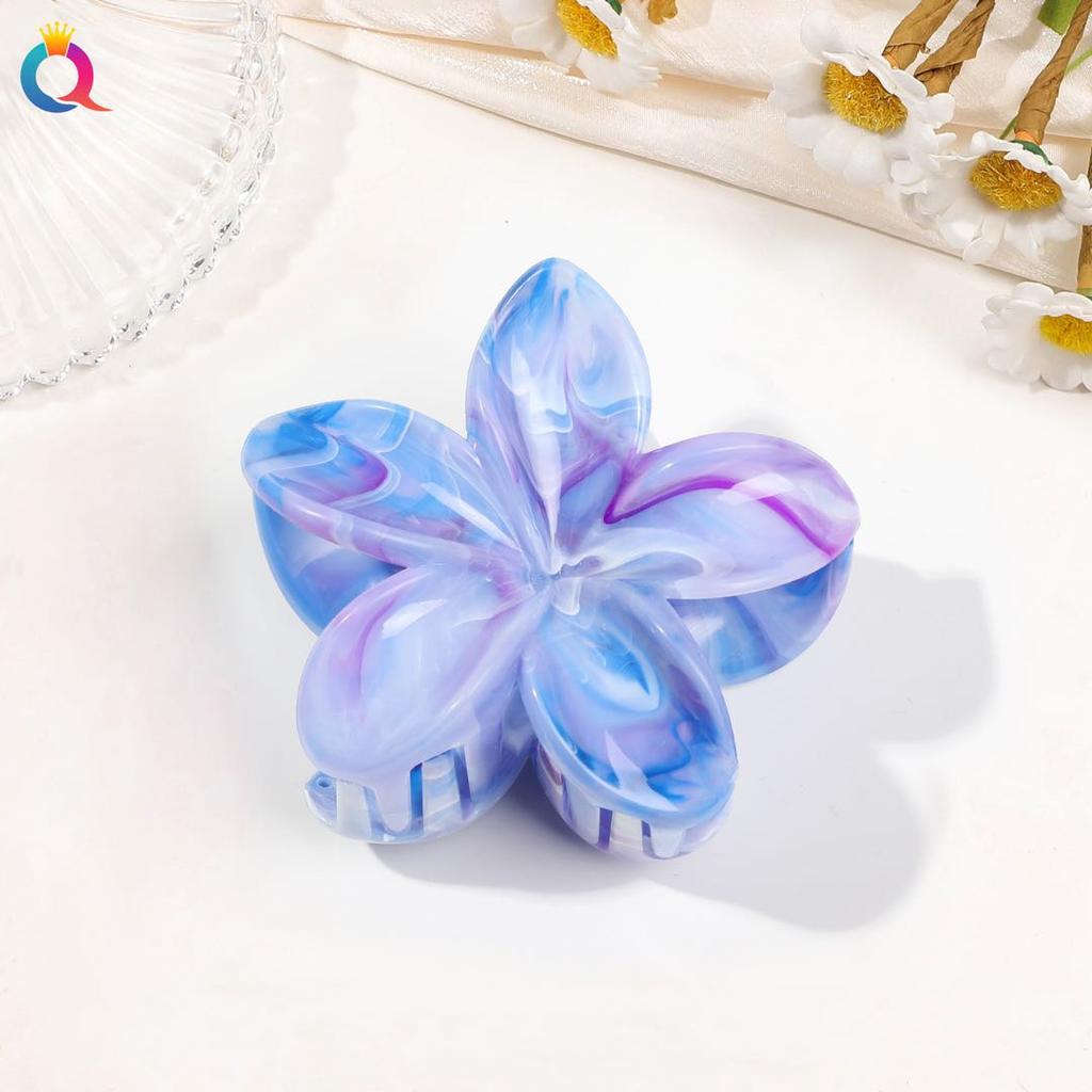 2 Pcs Hawaiian Flower Claw Clips for Women,Marble Vein Flower Hair Claw Clips for Thin Hair,Cute Beach Hair Accessories