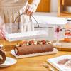 Portable Cake Roll Transparent Box Western Style Dessert Packaging Boxes Rectangular Pastry Case 10pcs Handheld Swiss Roll Cases Double-sided Laminat