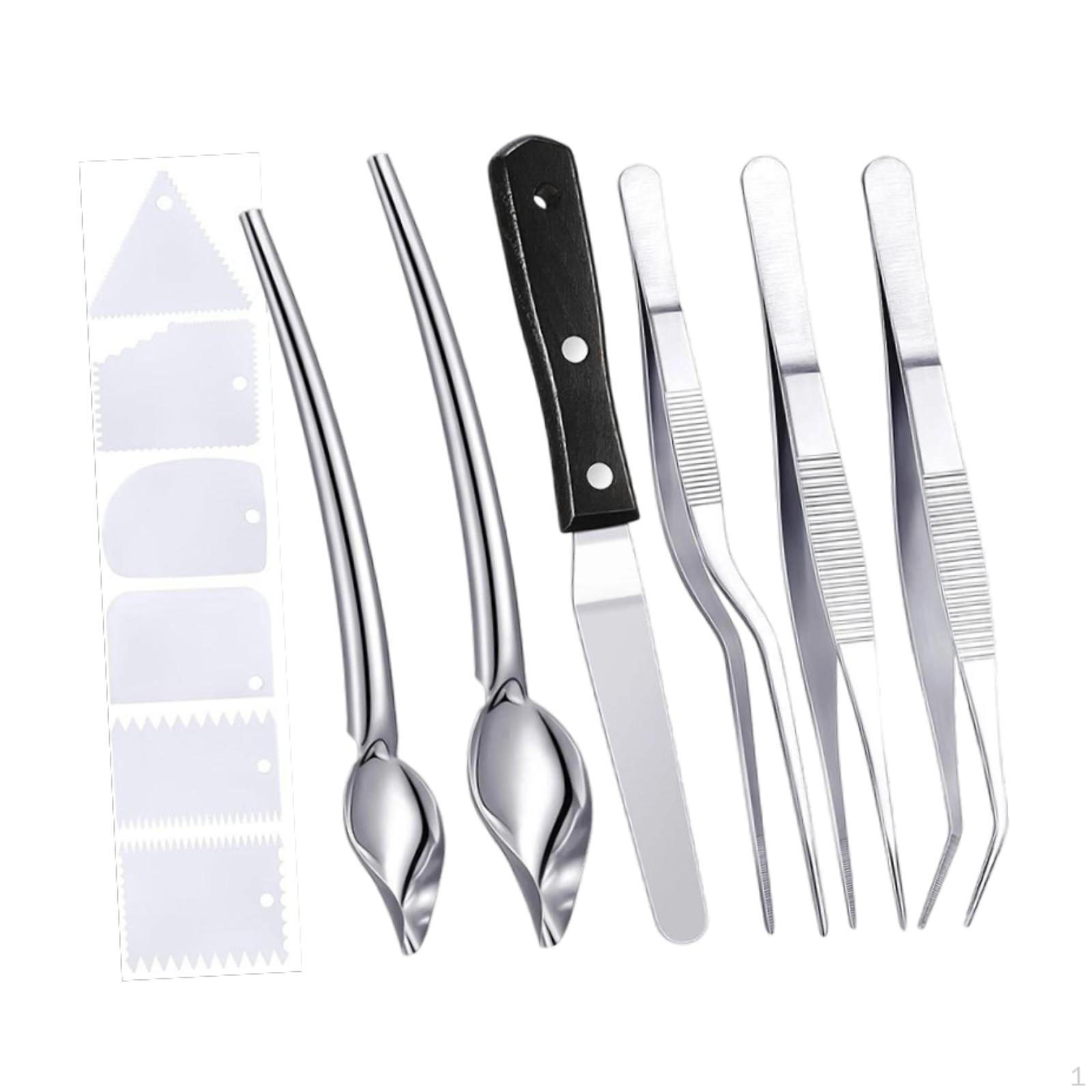 

Tweezers Tong Plating Tool Set Portable Sauce Drawing Spoon Scrapers Culinary Precision Tongs for