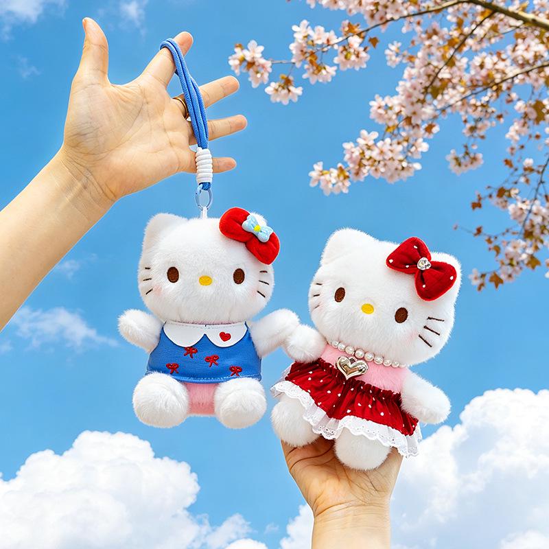 Hello Kitty 6" Pendant Plush Doll with Overalls Keychain