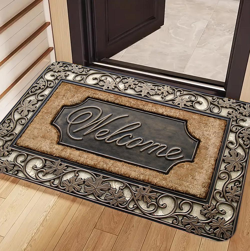 Welcome Mat Non-Slip Machine Washable Carpet Doormat for Living Room Bedroom Kitchen Indoor/Outdoor Rug