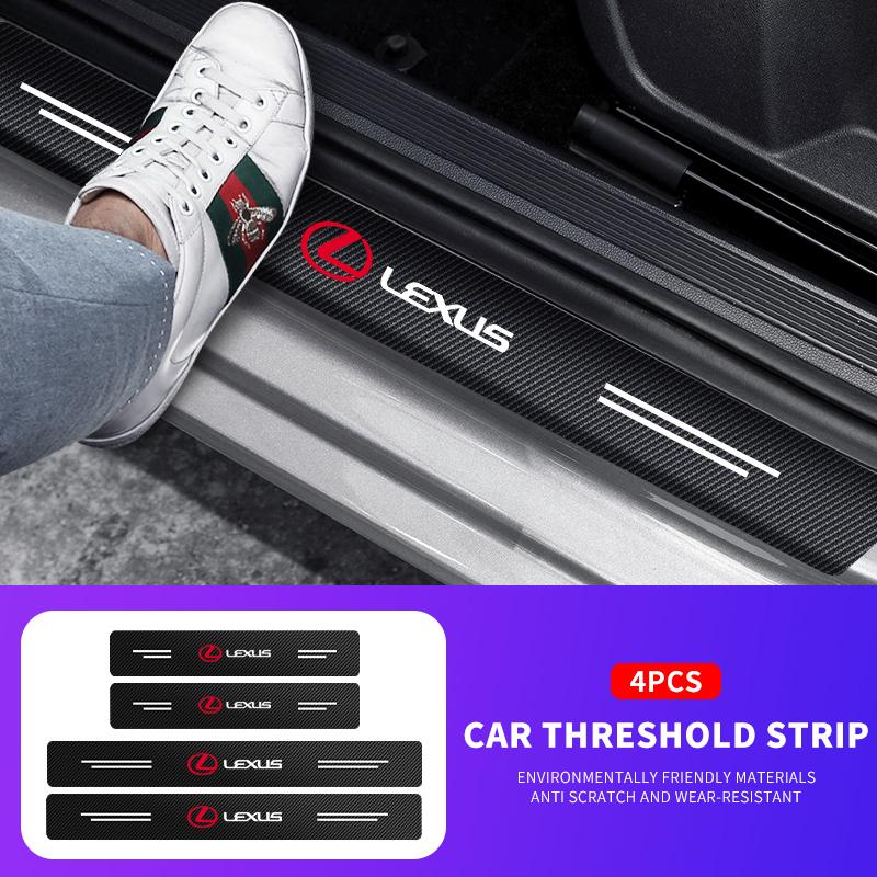 4Pcs Carbon Fiber Anti Scratch Scuff Pedal Car Door Sill Protector Stickers For Lexus RX330 IS250 ES300h UX GX470 LX570 LS430