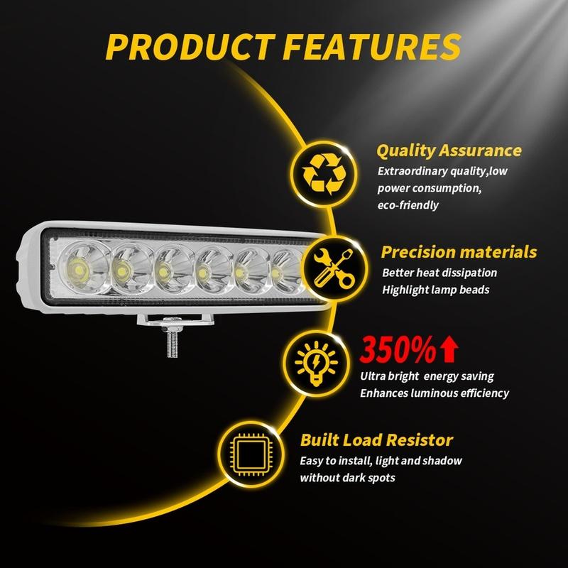 6 Inch 6 LED 18W White Off Road Excavator Work Light Bar LED Work Lamp For Truck For ATV Boat Car Driving Assistance Lights