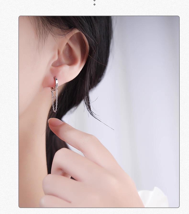 S925 Sterling Silver Chic Chain Earrings: Elegant & Minimalist Design, Comfortable All-Day Wear, Trendy Ear Accessories.