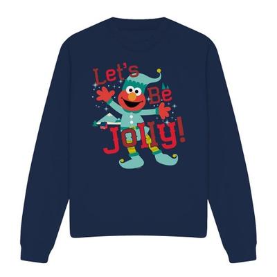Sesame Street Unisex Adult LetÂ´s Be Jolly Elmo Elf Christmas Sweatshirt