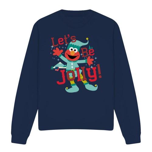 Sesame Street Unisex Adult Let´s Be Jolly Elmo Elf Christmas Sweatshirt