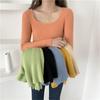 New Square Collar Elegant Pullover Women Sweater Long Sleeve Casual Simple Top Autumn Winter Knit Bottoming Shirt Versatile Slim Fit U Neck Sweaters