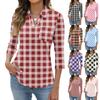 Women's Fashion Casual Lapel Short 3/4 Sleeve Print Shirt Women's Up Tops