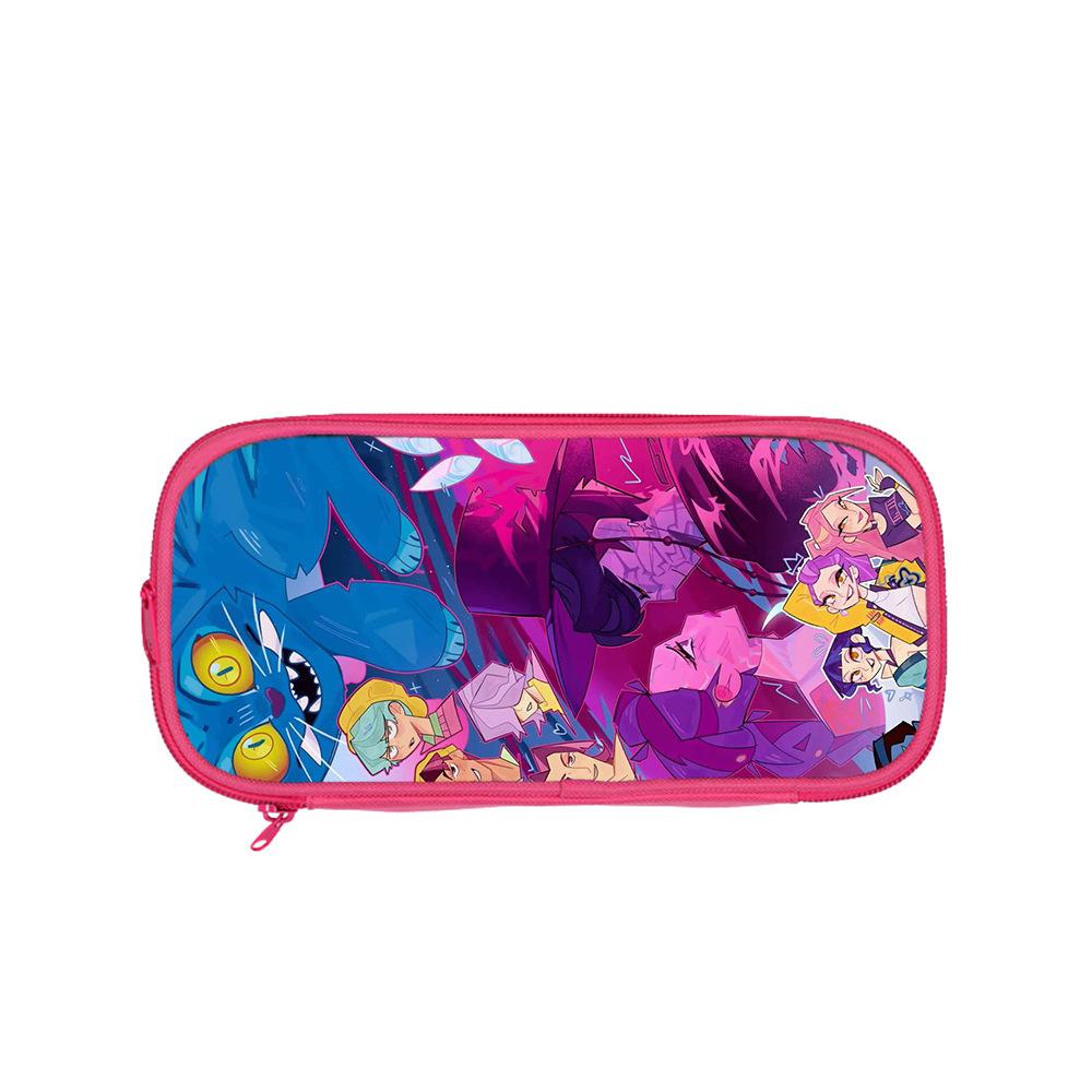 Huntrix Kpop student pink double-layer pencil bag Kpop witch hunting girl group student storage stationery bag pencil bag