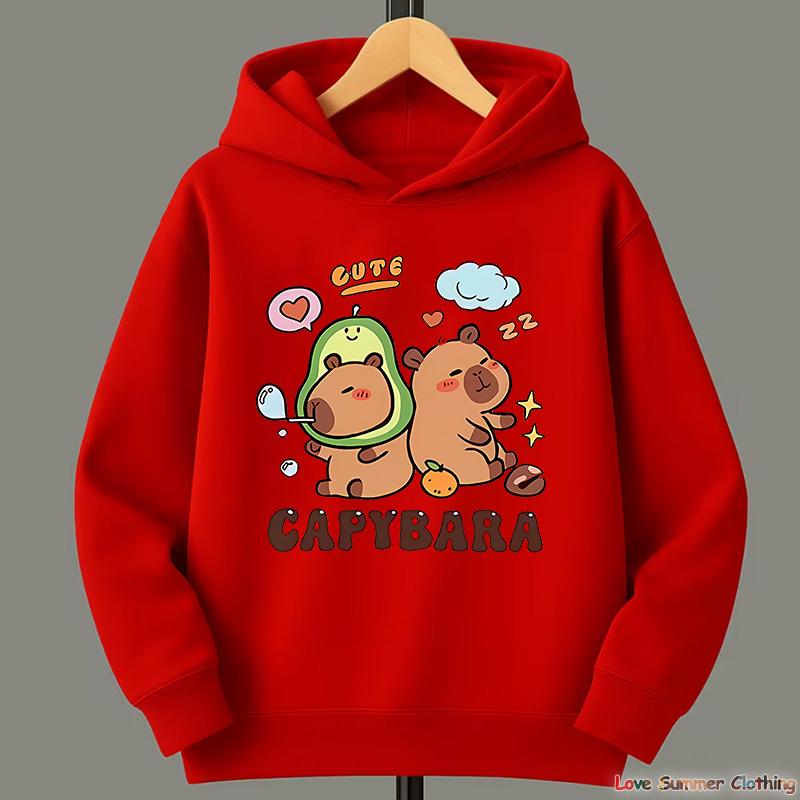 Roztomilá kapybara Rozkošné Kawaii dětské oblečení Teplé svetry a mikiny pro venkovní sporty na podzim a zimu pro dívky chlapce