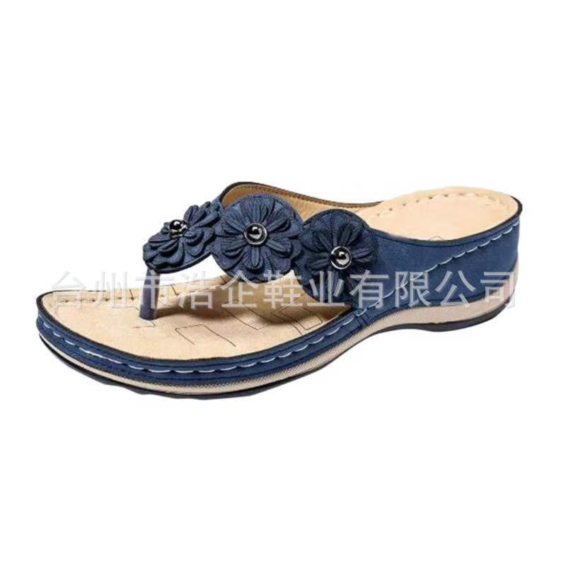 

Women s shoes summer slope heel casual flower outer slippers women s slippers 35
