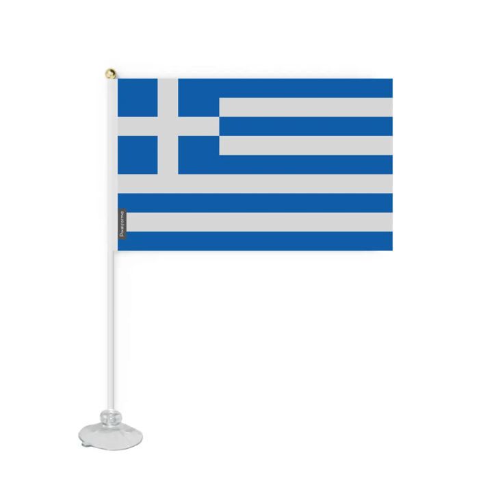 Drapeau - Grèce - Mini Drapeau Ventouse - 20 x 30 cm - Polyester - Impression Recto/Verso