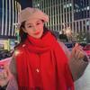 New Autumn and Winter Wool Scarf for Women Versatile Solid Color Scarf  Thickened Warm Shawl  Simple Tassel Red Scarf