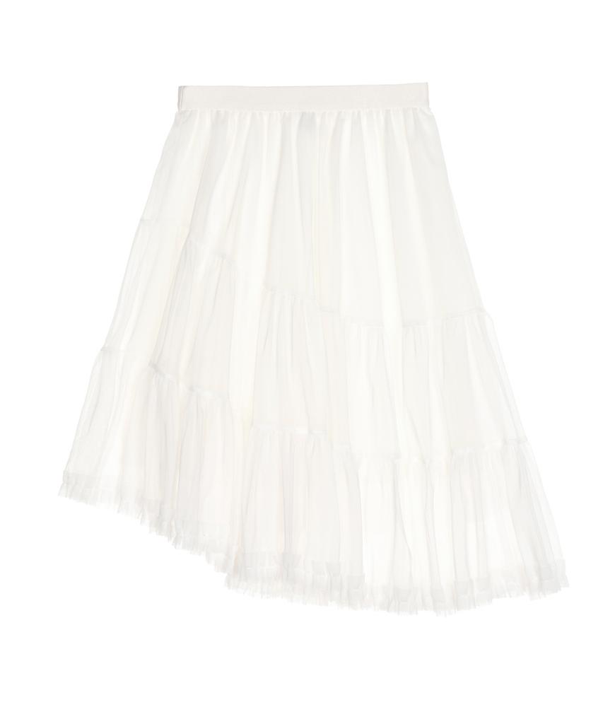 Nigaennikol Tiered Sheer Long Skirt_Cream