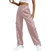 Women  Elastic High Waist Pant Casual Active  Fit Wide Leg Long Pants Trousers With Pockets