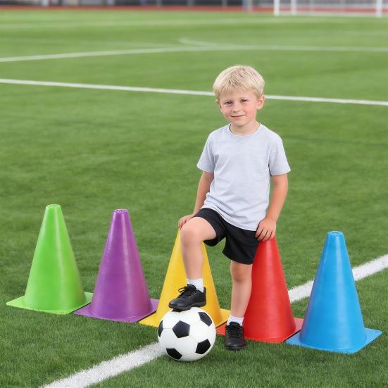 12Pcs/Set Sign Buckets Colorful Plastic Logo Buckets Football Training Cones with Carrying Bag Ergonomic Design Stackable Sports Markers