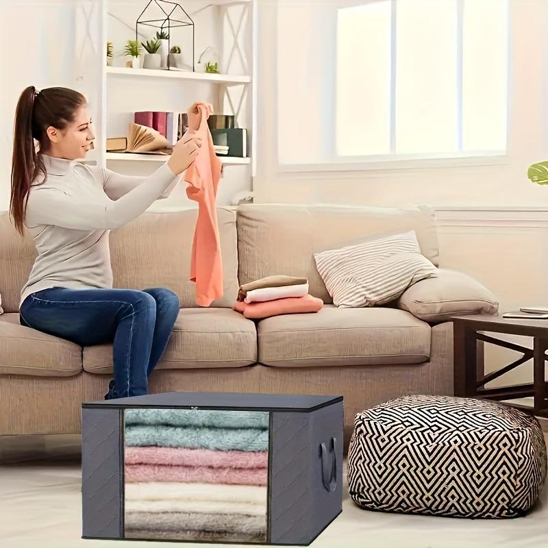 Portable Folding Cotton Quilt Storage Bag for Bedroom, Closet, or Dorm Wardrobe Organization