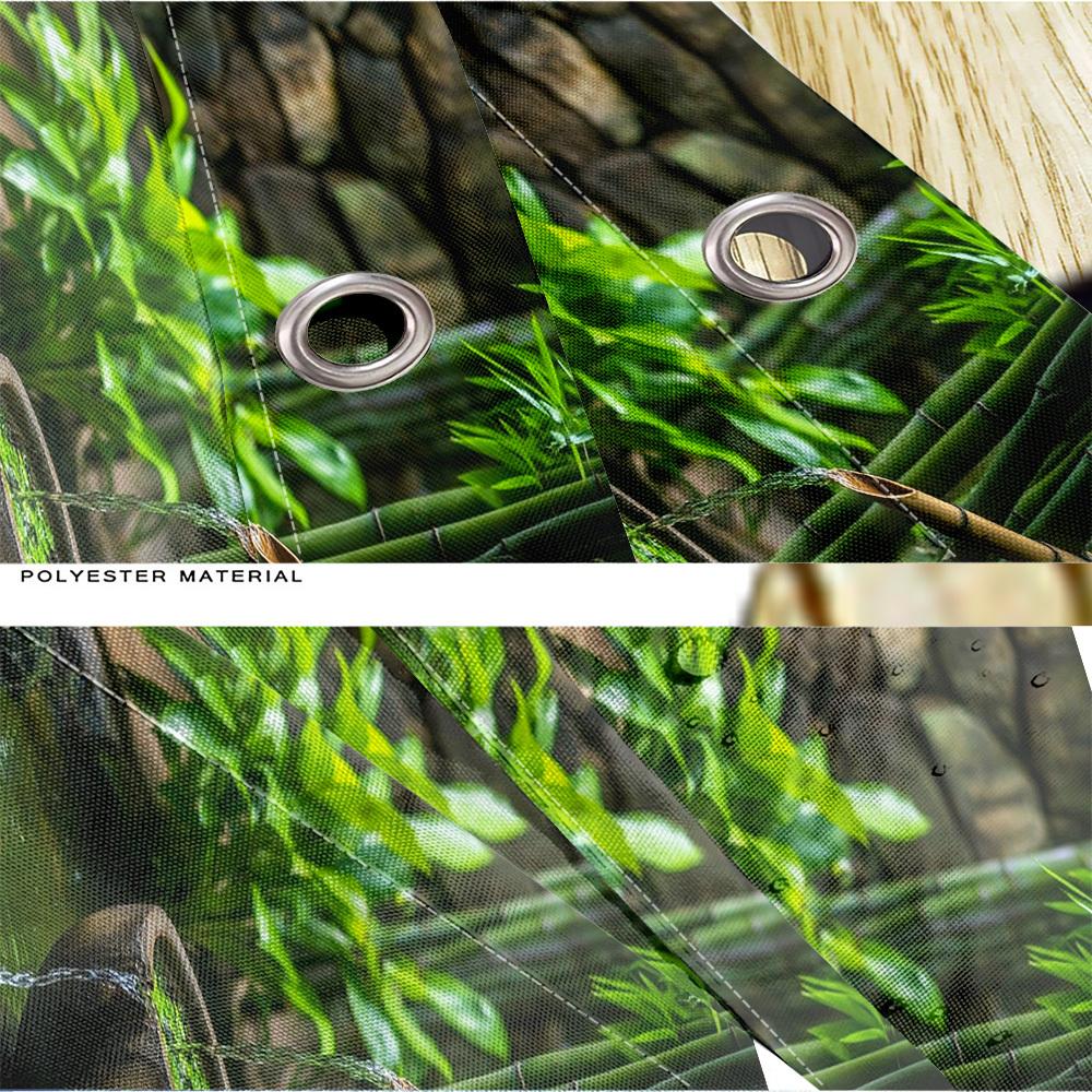 1/4pcs Bamboo Water Fountain Shower Curtain Set Zen Garden Nature Scenery Waterproof Fabric Bath Curtain with 12 Hooks Non Slip Rug and Toilet Cover