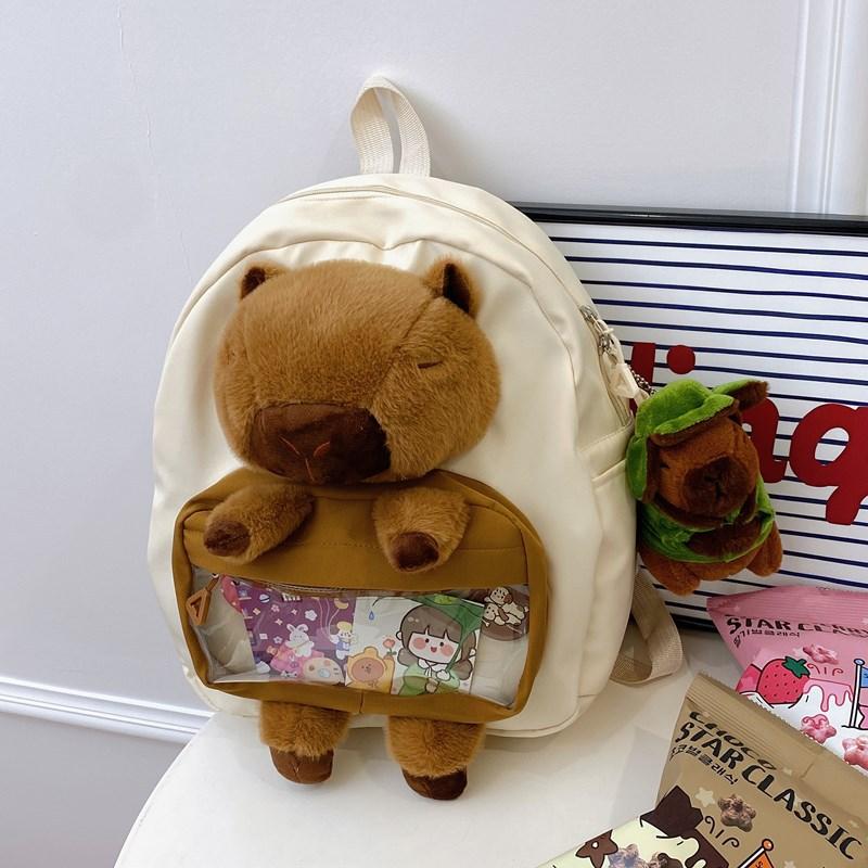 

инс креативная милая кукла капибара сумка с болью мультяшная капибара рюкзак сумка школьная сумка для девочки [Bag only, no pendant]