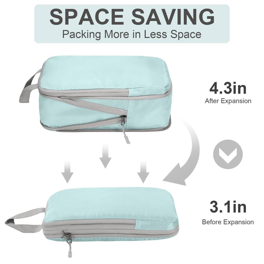 3/4Set Compression Packing Cubes for Travel, Lightweight Space-Saving Extendable Packing Organizer for Carry on Luggage Suitcase