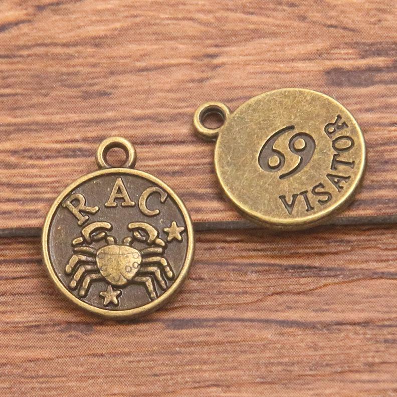 10 or 12pcs 12X15mm DIY retro alloy jewelry accessories 12 constellation pendant