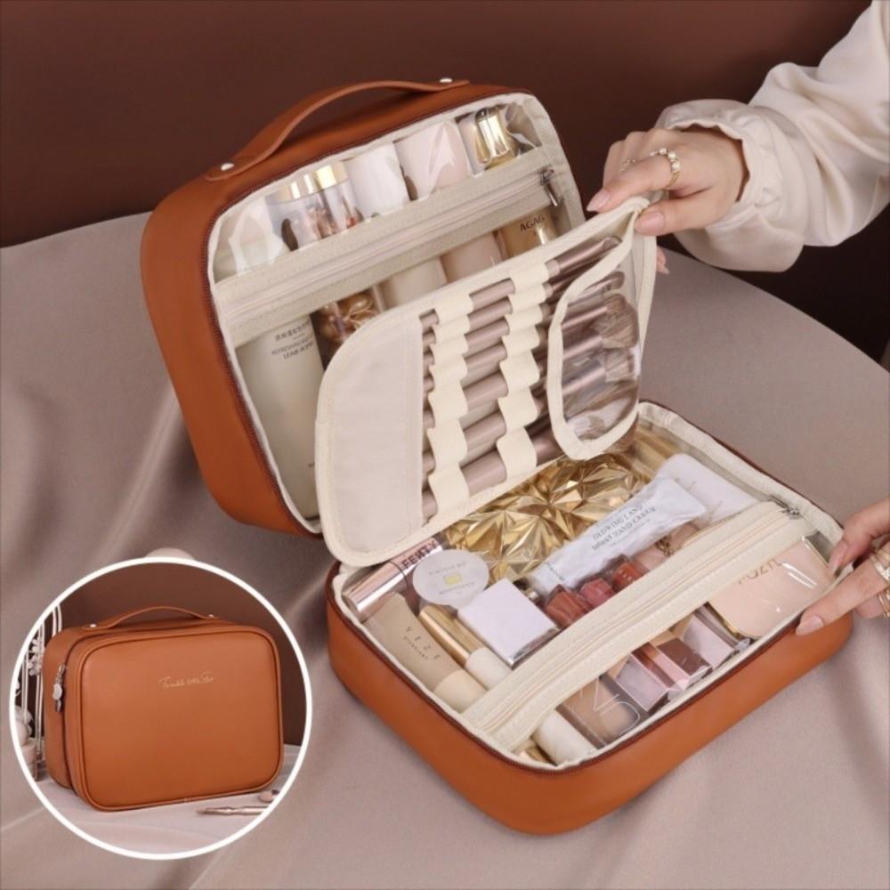 Luxury Double Layer Cosmetic Bag Large Capacity Portable Toiletry Bag  Outdoor