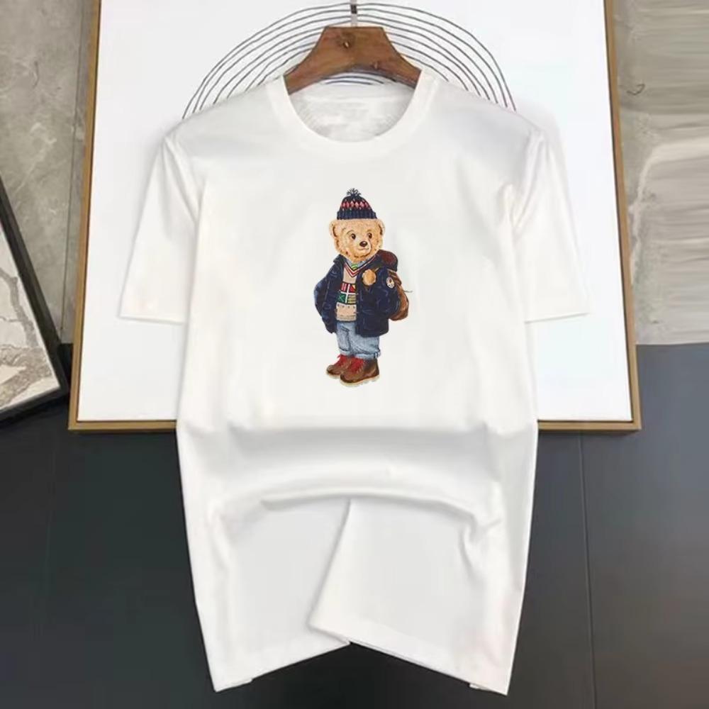 Summer Luxury Brand 100%Cotton Short Sleeve T-Shirt For Man Humanoid Bear Print Basic Tee Shirts Oversized S-7XL Tops Mans