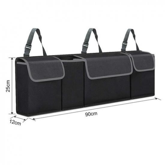 Black Large Car Boot Organiser Tidy Back Seat Trunk Storage Bag Hanging Pouch